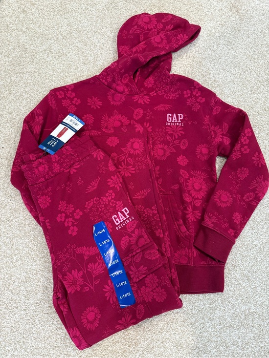 GAP Other - GAP Kids Floral Zip Hoodie & Joggers Set — Deep Magenta